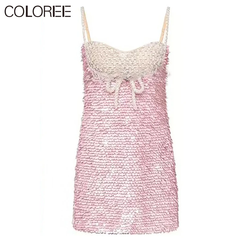 Luxury Pink Sequined Beading Dresses for Women 2023 Elegant Spaghetti Strap Mini Summer Dress Korean Fashion Clothes
Luxury Pink Sequined Beading Dresses for Women 2023 Elegant Spaghetti Strap Mini Summer Dress Korean Fashion Clothes
