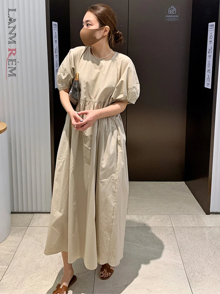 LANMREM Casual Long Dress Round Neck Puff Sleeves Loose Drawstring Beige Color Dresses 2022 Summer New Clothing For Women 2R2500
LANMREM Casual Long Dress Round Neck Puff Sleeves Loose Drawstring Beige Color Dresses 2022 Summer New Clothing For Women 2R2500