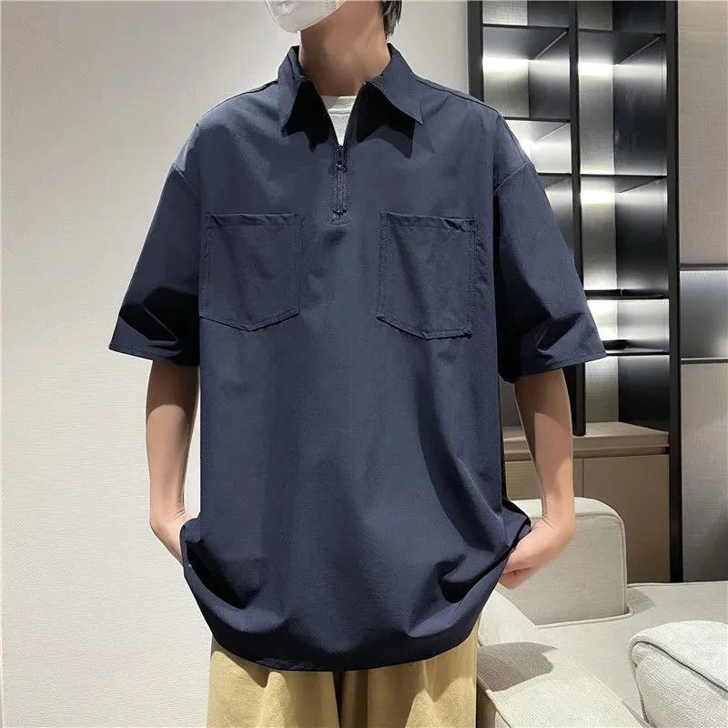 Soft Thin Summer Men Zipper Polo Fitted Short Sleeve Vintage T Shirt Korean Fashion Harajuku Oversized Plain Pockets Streetwear
Soft Thin Summer Men Zipper Polo Fitted Short Sleeve Vintage T Shirt Korean Fashion Harajuku Oversized Plain Pockets Streetwear