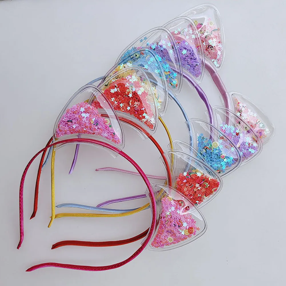 Cartoon Quicksand Cat Ear Headbands For Children Kids Transparent Plastic Sequin Hairbands Bezel Hair Hoop Girl Hair Accessories
Cartoon Quicksand Cat Ear Headbands For Children Kids Transparent Plastic Sequin Hairbands Bezel Hair Hoop Girl Hair Accessories