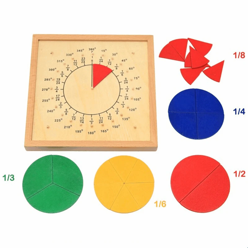 

Baby Circular Mathematics Fraction Division Teaching Aids Montessori Board Wooden Toys Child Educational Gift Math Toy