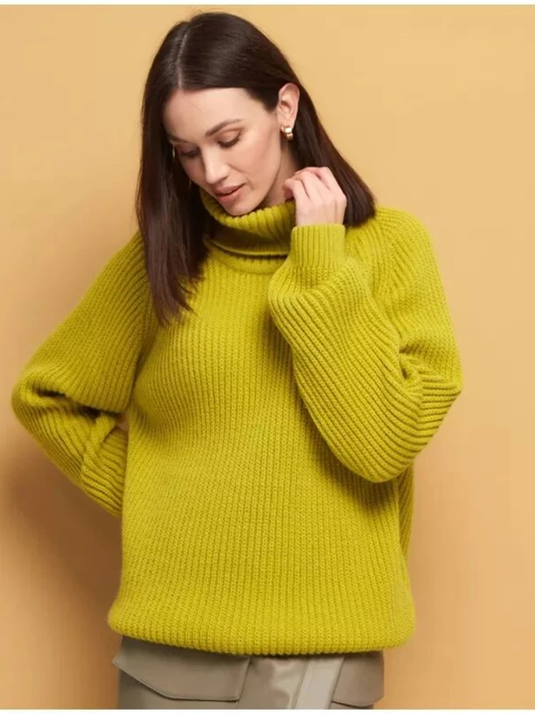 Knitted Women's Turtleneck Sweater Simple Ladies Pullover Oversize Long Batwing Sleeve Loose Jumper Winter Warm Female Sweaters
Knitted Women's Turtleneck Sweater Simple Ladies Pullover Oversize Long Batwing Sleeve Loose Jumper Winter Warm Female Sweaters