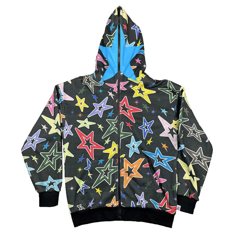 Women Vintage Star Print Hoodies Fashion Zip Up Long Sleeve Loose Jacket Coats Harajuku Thin Hooded Sweatshirts Y2k Streetwear
Women Vintage Star Print Hoodies Fashion Zip Up Long Sleeve Loose Jacket Coats Harajuku Thin Hooded Sweatshirts Y2k Streetwear