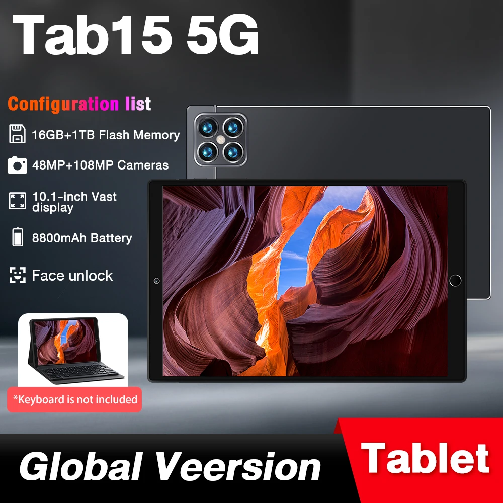 Tablette Pc Pad Original Tab15 Pro 5G Tablet 16GB+1TB Tablets 10.1 Inch Android 12 Dual Sim Call Phone 8800mAh Global Version
Tablette Pc Pad Original Tab15 Pro 5G Tablet 16GB+1TB Tablets 10.1 Inch Android 12 Dual Sim Call Phone 8800mAh Global Version