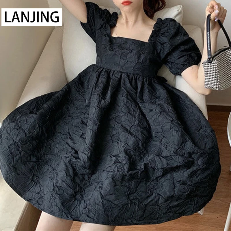 Dress French Small Square Neck Puff Sleeve A-Line Princess Dress korean dress bandage black clothes vintage dress
Dress French Small Square Neck Puff Sleeve A-Line Princess Dress korean dress bandage black clothes vintage dress