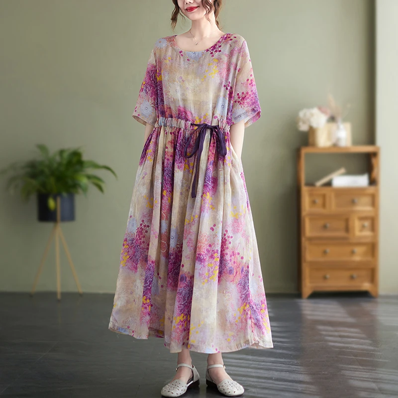2022 New Summer Women Floral Print Cotton Linen Dress Vintage Style Vestidos Bohemian Casual Loose Long Maxi Bohe Sundress
2022 New Summer Women Floral Print Cotton Linen Dress Vintage Style Vestidos Bohemian Casual Loose Long Maxi Bohe Sundress