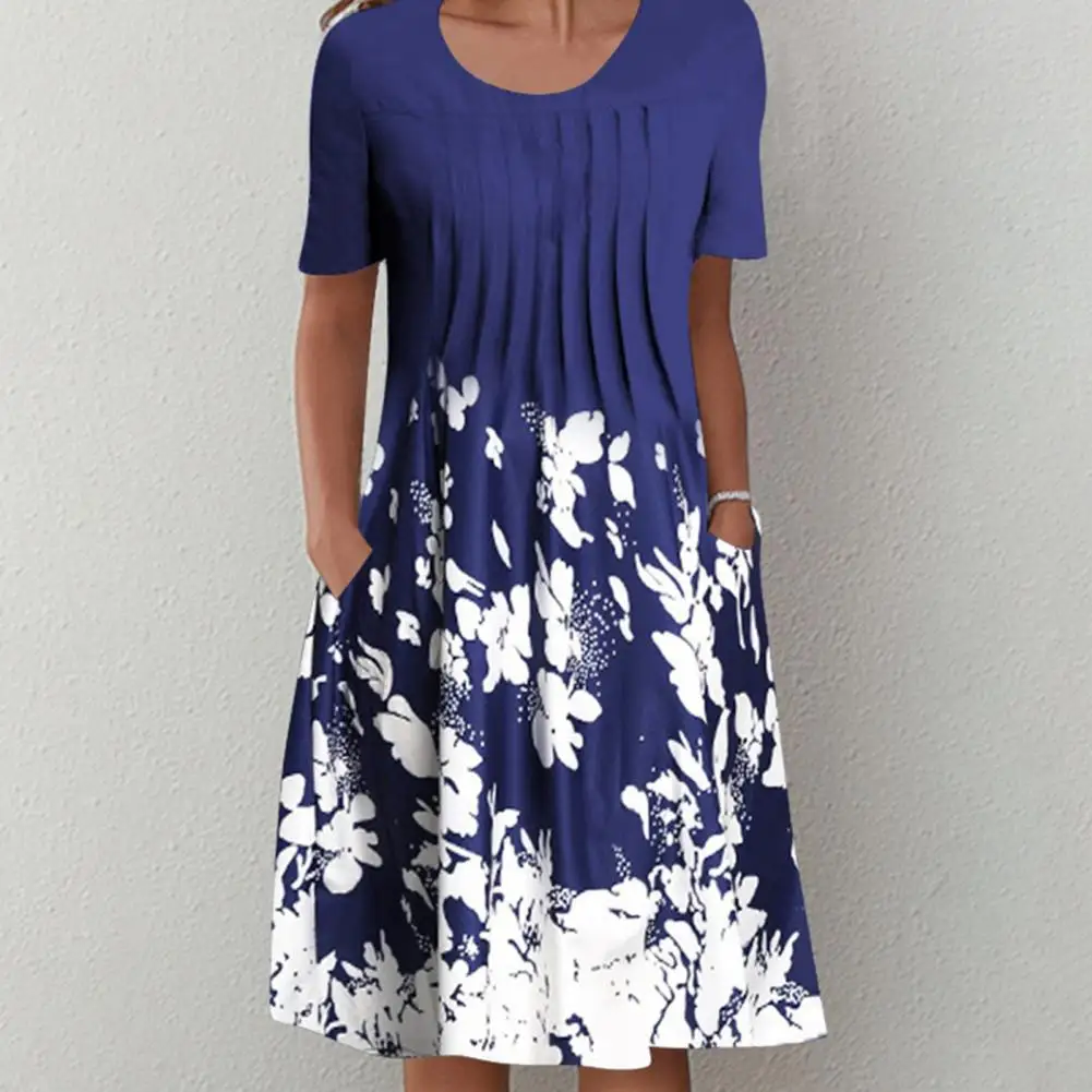 Floral Print Pleats Women Dress Summer Large Hem A-Line Midi Dress Loose O-Neck Women Sundress Stylish High Waist Beach Dress
Floral Print Pleats Women Dress Summer Large Hem A-Line Midi Dress Loose O-Neck Women Sundress Stylish High Waist Beach Dress