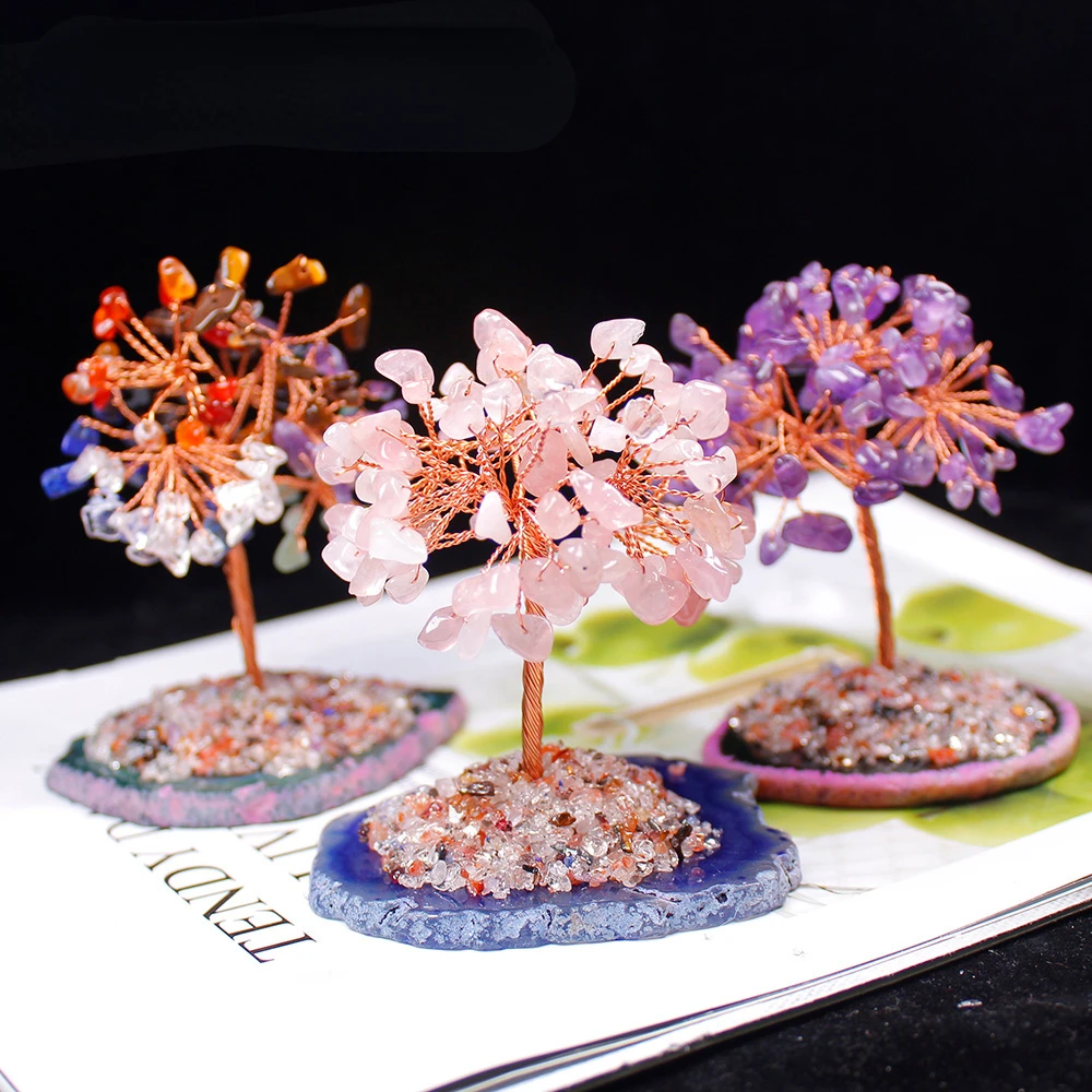 Natural Crystal Tree Amethyst Rose Quartz Seven chakra Therapy Stone Lucky Tree Decoration Agate Slices Stone Mineral Ornaments
Natural Crystal Tree Amethyst Rose Quartz Seven chakra Therapy Stone Lucky Tree Decoration Agate Slices Stone Mineral Ornaments
