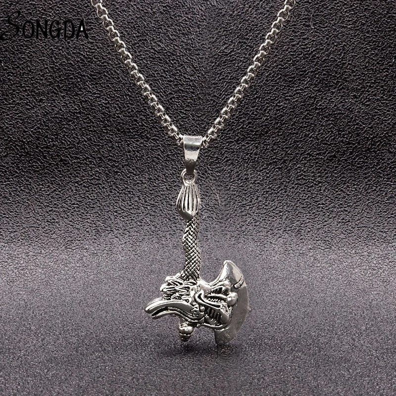 The Dragon Axe Pendant Necklace Vintage Men' Axe Charm Choker Punk Rock Silver Color Stainless Steel Chains Party Jewelry Gifts
The Dragon Axe Pendant Necklace Vintage Men' Axe Charm Choker Punk Rock Silver Color Stainless Steel Chains Party Jewelry Gifts