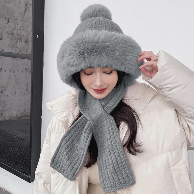 Female Winter Warm Soft Plush Faux Fur Hooded Cap Set High Quality Hat Scarves Scarf A Nice Gift For Woman Girl
Female Winter Warm Soft Plush Faux Fur Hooded Cap Set High Quality Hat Scarves Scarf A Nice Gift For Woman Girl