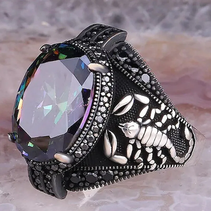 Luxury Seven-color Gemstone Scorpion Ring Inlaid Black Crystal Men's Banquet Party Ring Fashion Personality High-end Jewelry
Luxury Seven-color Gemstone Scorpion Ring Inlaid Black Crystal Men's Banquet Party Ring Fashion Personality High-end Jewelry