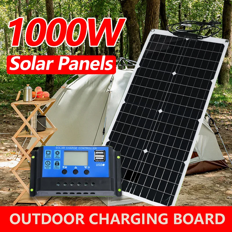 

20W-1000W Solar Panel 12V Solar Cell 10A-100A Controller Solar Panels for Phone Car MP3 PAD Charger Outdoor Battery Supply