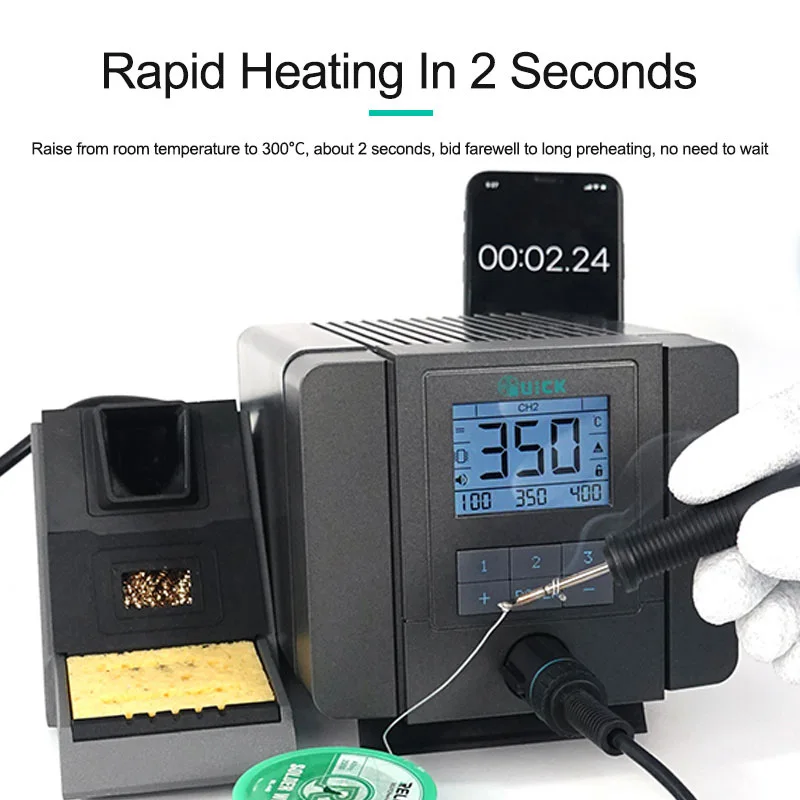 QUICK Q8 Intelligent Precision Soldering Station Fast Heat For Mobile Phone Motherboard Flying Lead Desoldering Chip Repair Tool
QUICK Q8 Intelligent Precision Soldering Station Fast Heat For Mobile Phone Motherboard Flying Lead Desoldering Chip Repair Tool