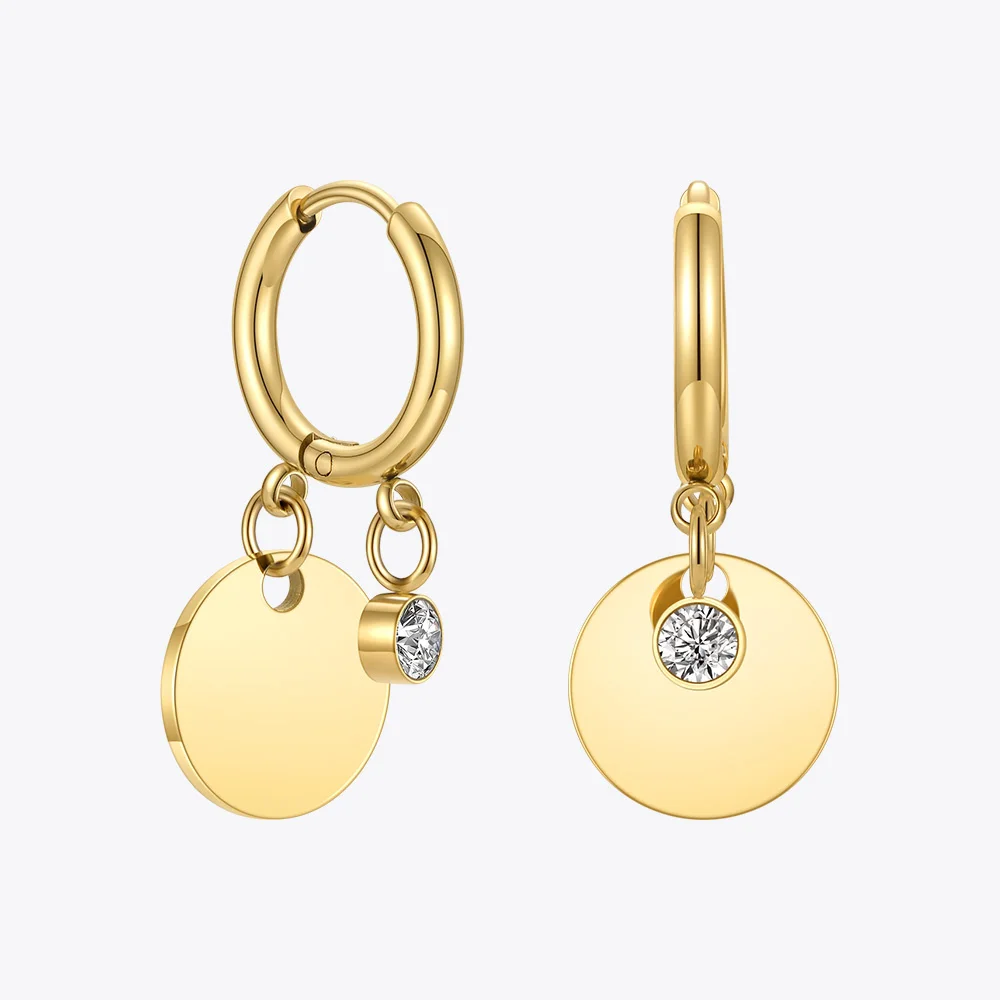ENFASHION Smooth Coin Dangling Earrings For Women Gold Color Zircon Earings Stainless Steel Fashion Jewelry Kolczyki E211262 
ENFASHION Smooth Coin Dangling Earrings For Women Gold Color Zircon Earings Stainless Steel Fashion Jewelry Kolczyki E211262