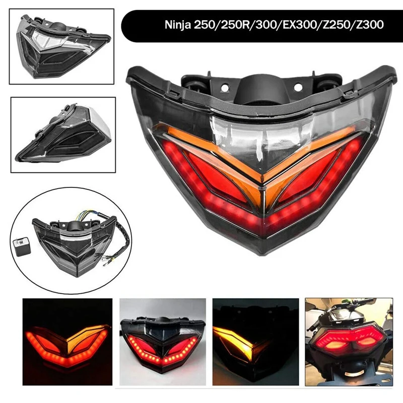 Motorcycle LED Tail Lights Brake Rear Turn Signals Integrated Light for Kawasaki Ninja 250 300 EX300 Z250 2013-2018
Motorcycle LED Tail Lights Brake Rear Turn Signals Integrated Light for Kawasaki Ninja 250 300 EX300 Z250 2013-2018