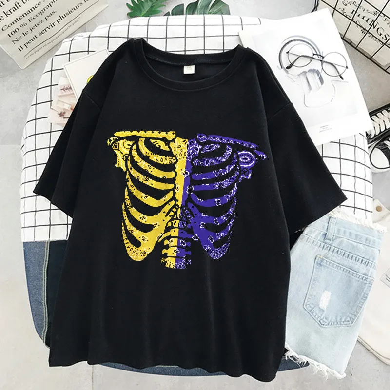 Women T-shirt Dark Skull Bones Heart and Lung Print Short Sleeve T Shirt Harajuku Fashion Woman Blouses 2022 Tee Y2k Clothes Top
Women T-shirt Dark Skull Bones Heart and Lung Print Short Sleeve T Shirt Harajuku Fashion Woman Blouses 2022 Tee Y2k Clothes Top