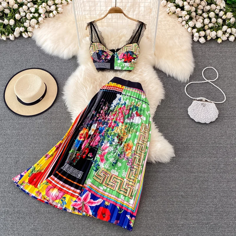 Koamissa Summer Women Beach Holiday Two Pieces Set Cropped Camisole Sexy Outfits Fashion 2022 New High Waist Long Skirts Suit
Koamissa Summer Women Beach Holiday Two Pieces Set Cropped Camisole Sexy Outfits Fashion 2022 New High Waist Long Skirts Suit