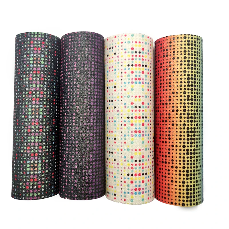 Polka Dots Design Printed Iridescent Fine Glitter Faux Leather Fabric Roll for Making Shoe/Bag/HairBow/Craft/KeyRing Leatherette
Polka Dots Design Printed Iridescent Fine Glitter Faux Leather Fabric Roll for Making Shoe/Bag/HairBow/Craft/KeyRing Leatherette