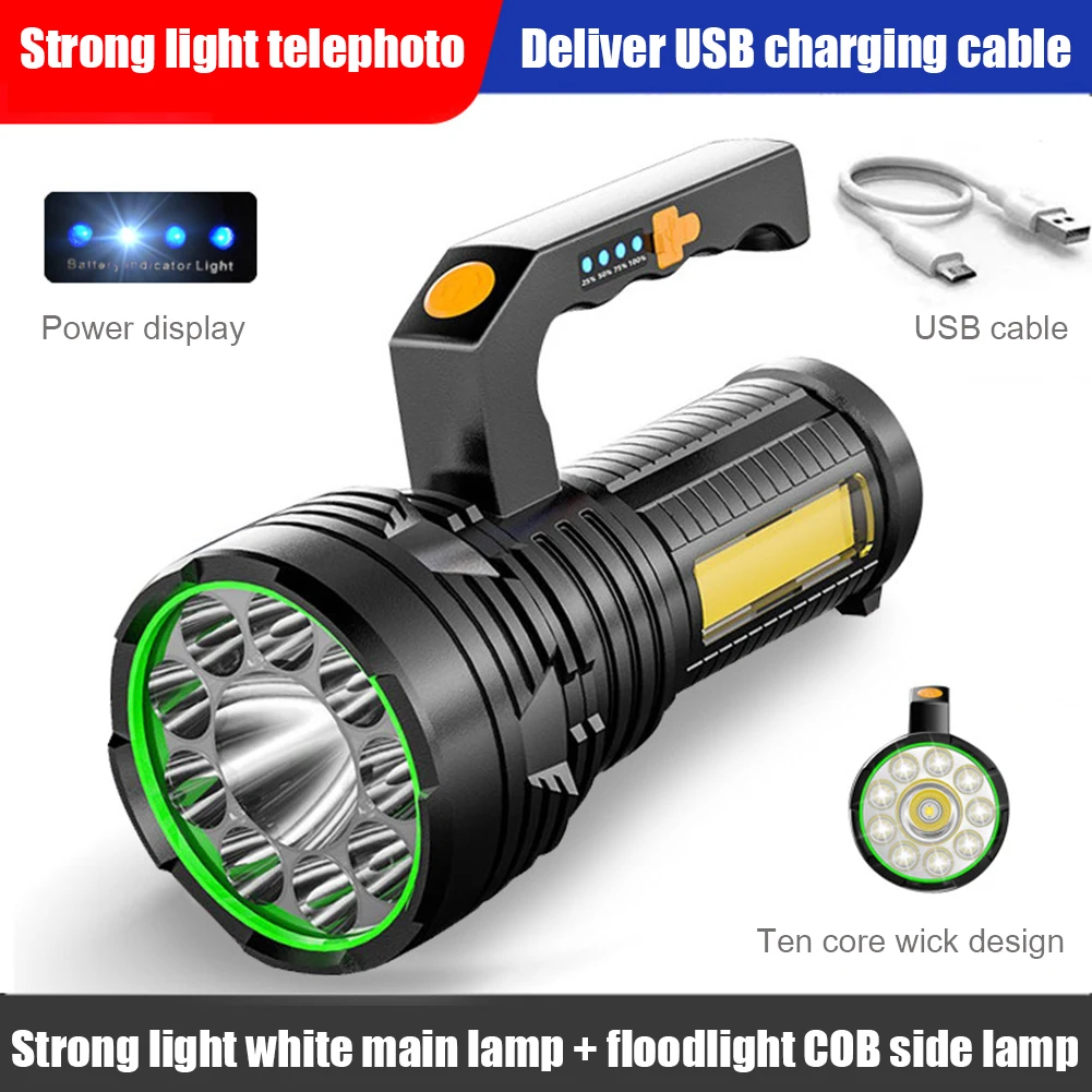 LED+COB Portable Light USB Charging Flashlight Waterproof Outdoor Emergency Patrol Side Light Spotlight Hand Torch Searchlight
LED+COB Portable Light USB Charging Flashlight Waterproof Outdoor Emergency Patrol Side Light Spotlight Hand Torch Searchlight