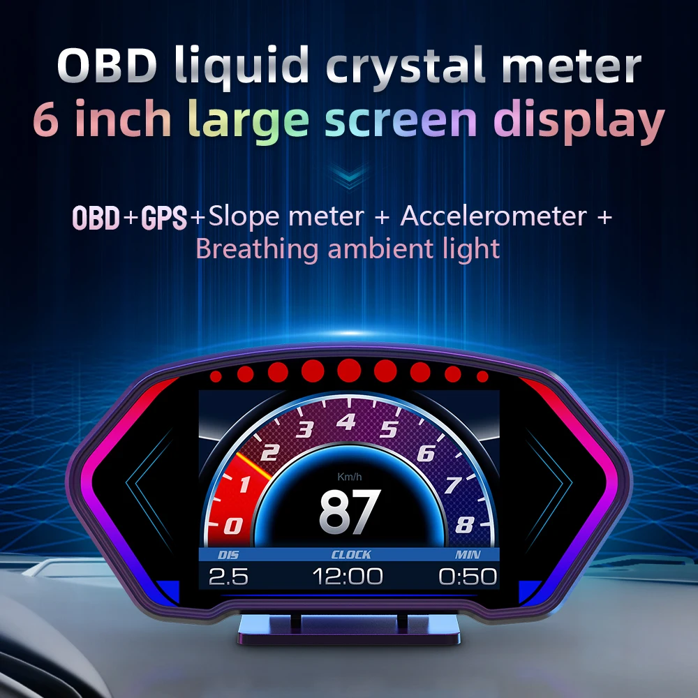 Car HUD 6 Inch LCD Display Fuel Consumption OBD+GPS Smart Gauge Overspeed Alarm Water Temperature Compass Direction for All Cars
Car HUD 6 Inch LCD Display Fuel Consumption OBD+GPS Smart Gauge Overspeed Alarm Water Temperature Compass Direction for All Cars