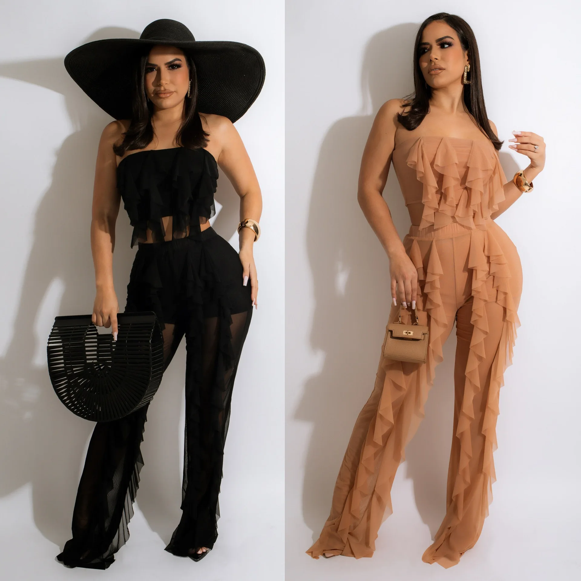 2022 Summer Fashion Sexy Wrap Breast Mesh Perspective Beach Suit 2 Piece Set Ruffles Women Two Piece Outfits Matching Sets
2022 Summer Fashion Sexy Wrap Breast Mesh Perspective Beach Suit 2 Piece Set Ruffles Women Two Piece Outfits Matching Sets