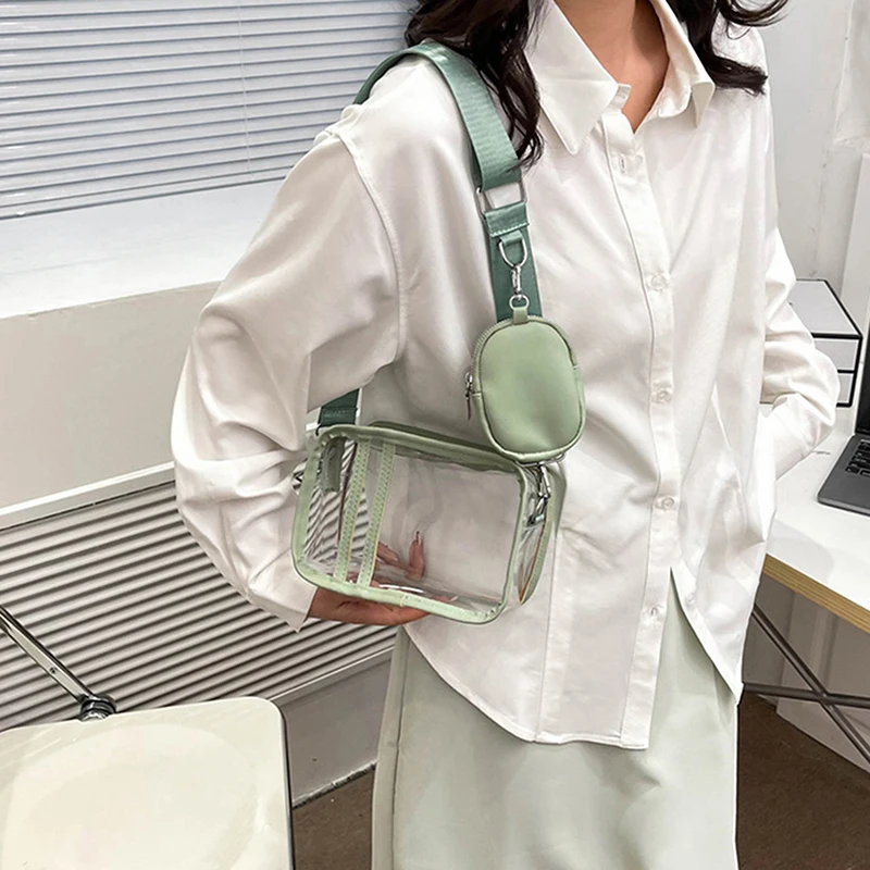 PVC Clear Phone Bag Women Casual Waterproof Adjustable Strap Crossbody Bag Transparent Sports Shoulder Bag With Mini Purse
PVC Clear Phone Bag Women Casual Waterproof Adjustable Strap Crossbody Bag Transparent Sports Shoulder Bag With Mini Purse