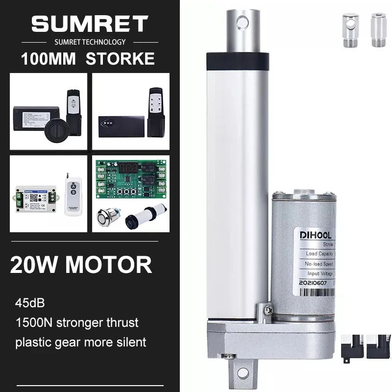 100mm Stroke Electric Linear Actuator Kit With RF Remote Controller Set 1500N 300N Intelligent Furniture 24V 12V DC Motor
100mm Stroke Electric Linear Actuator Kit With RF Remote Controller Set 1500N 300N Intelligent Furniture 24V 12V DC Motor