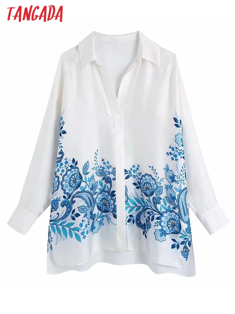 Tangada Women Blue Flowing Printed Loose Shirts Vintage Long Sleeve Button-up Female Blouses BE288
Tangada Women Blue Flowing Printed Loose Shirts Vintage Long Sleeve Button-up Female Blouses BE288