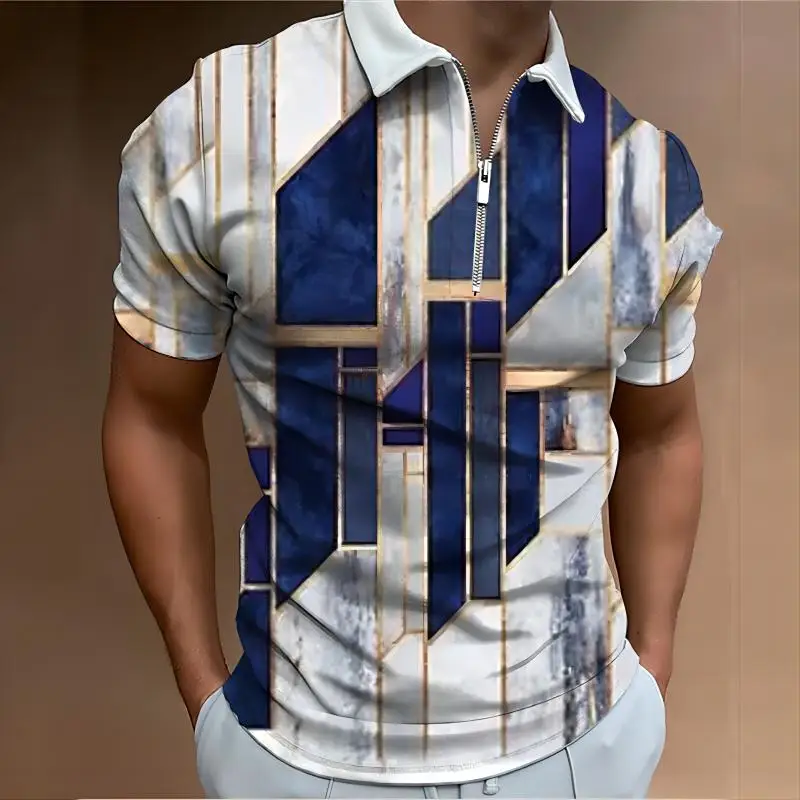 Men's Casual Stripe Pattern Print Short Sleeve Zipper Polo Shirt 2023 Brand Men Short-Sleeved Summer Shirt Clothing
Men's Casual Stripe Pattern Print Short Sleeve Zipper Polo Shirt 2023 Brand Men Short-Sleeved Summer Shirt Clothing