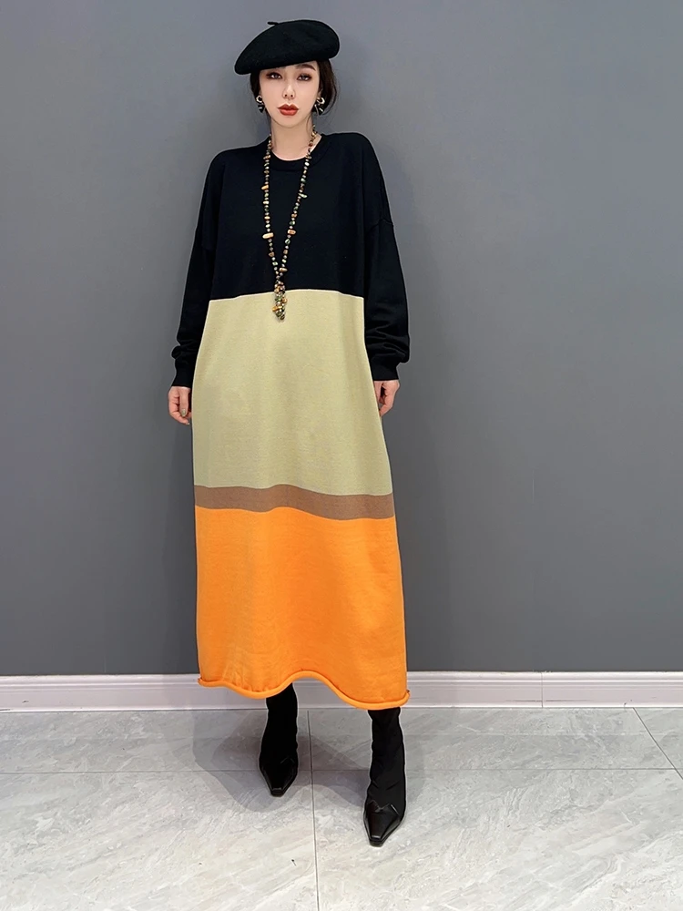 SuperAen 2022 Winter New Korean Fashion Patch Color Dress Oversize Women's Long Dress
SuperAen 2022 Winter New Korean Fashion Patch Color Dress Oversize Women's Long Dress