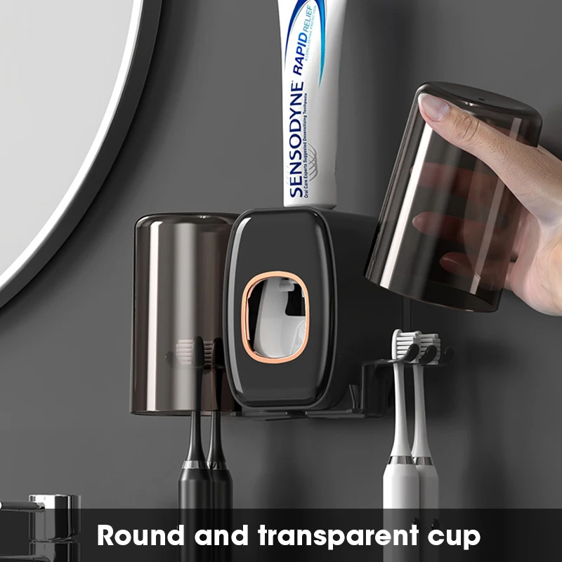 Wall Toothbrush Holder Storage Rack With 2 Cups Automatic Toothpaste Squeezer Organizer Bathroom Accessories Set For Home 
Wall Toothbrush Holder Storage Rack With 2 Cups Automatic Toothpaste Squeezer Organizer Bathroom Accessories Set For Home