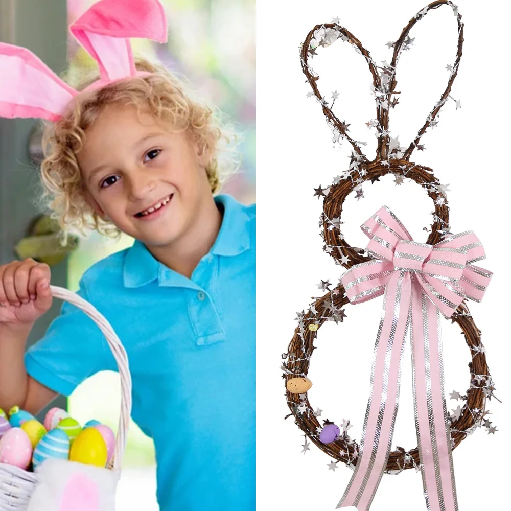 LuanQI Easter Rabbit Wreath With Easter Egg Bow DIY Rattan Ring Foldable Festive Party Spring Decorations Bunny Wreath Hanging
LuanQI Easter Rabbit Wreath With Easter Egg Bow DIY Rattan Ring Foldable Festive Party Spring Decorations Bunny Wreath Hanging