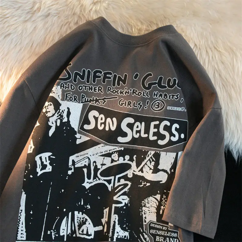 American Retro Trend Band Pure Cotton Short Sleeved T-shirt for Men and Women Ins Summer Loose Fitting Couple Top Y2K Clothes 
American Retro Trend Band Pure Cotton Short Sleeved T-shirt for Men and Women Ins Summer Loose Fitting Couple Top Y2K Clothes