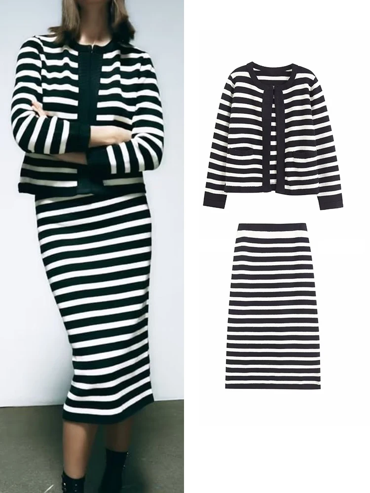TRAF Fashion 2023 Women Striped Knitted Skirt Sets Spring Autumn O-Neck Top Mid-Calf Mini Skirts Long Sleeve Casual Suits
TRAF Fashion 2023 Women Striped Knitted Skirt Sets Spring Autumn O-Neck Top Mid-Calf Mini Skirts Long Sleeve Casual Suits