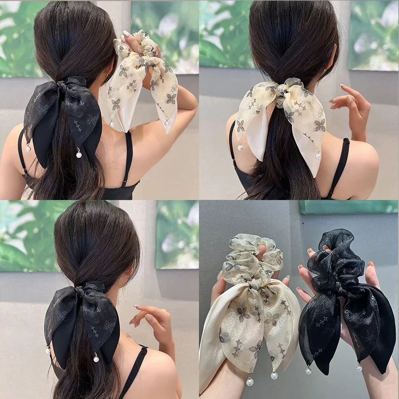 Fashion Two-bowknot Hair Scrunchie Girls Ribbon Hair Tie Mesh Pearl Pendant Streamer Hair Bands Ponytail Holder Hair Accessories
Fashion Two-bowknot Hair Scrunchie Girls Ribbon Hair Tie Mesh Pearl Pendant Streamer Hair Bands Ponytail Holder Hair Accessories