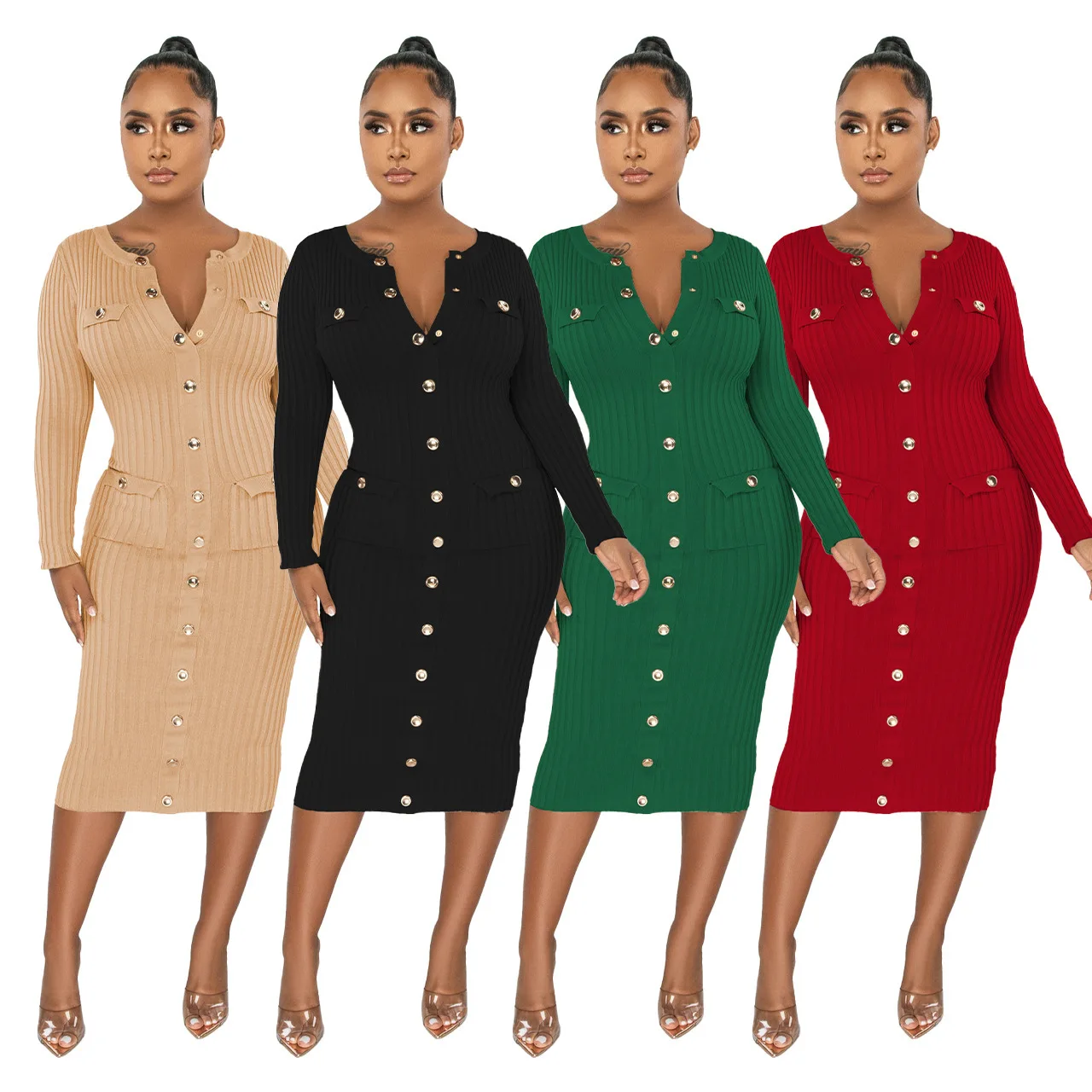 Knitted Dresses Women Winter Long Full Sleeve Single Breasted Round Neck Bodycon Elegant Evening Night Party Vestidos Mujer Hot
Knitted Dresses Women Winter Long Full Sleeve Single Breasted Round Neck Bodycon Elegant Evening Night Party Vestidos Mujer Hot