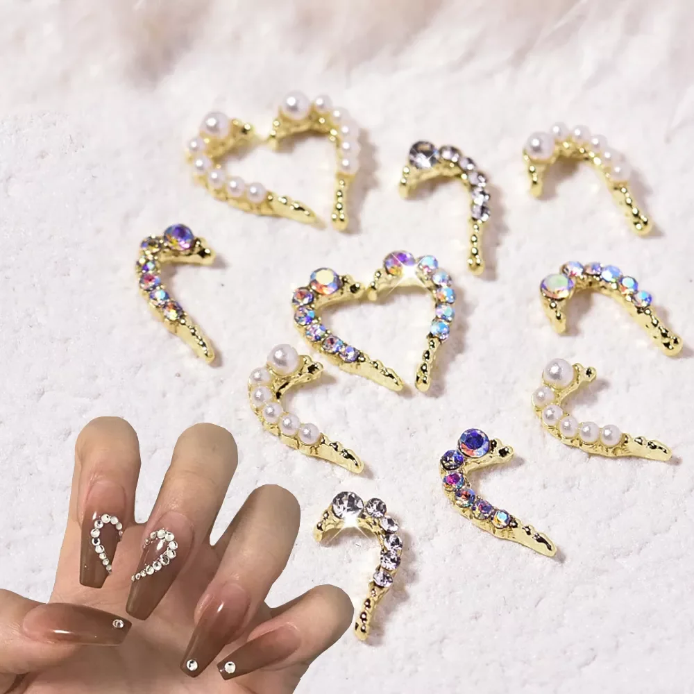 NEW IN Zircon Half Heart Nail Art Charms Pearl/Diamond Decorations Ornate Metal Alloy 3D Manicure Rhinestones Accessories 7x12mm
NEW IN Zircon Half Heart Nail Art Charms Pearl/Diamond Decorations Ornate Metal Alloy 3D Manicure Rhinestones Accessories 7x12mm