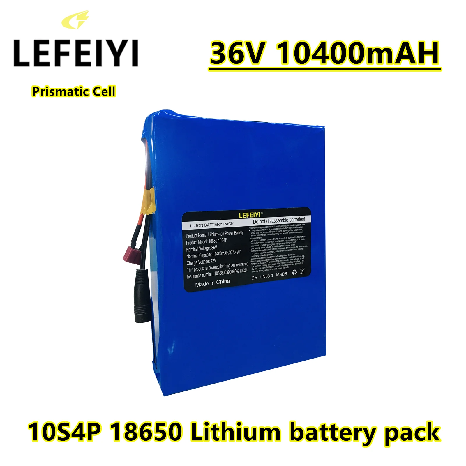 LEFEIYI 36V 10.4AH Lithium Ion 10S4P 18650 Battery Pack For Assist Electric Vehicles, Electric Bicycles, Motorcycl
LEFEIYI 36V 10.4AH Lithium Ion 10S4P 18650 Battery Pack For Assist Electric Vehicles, Electric Bicycles, Motorcycl