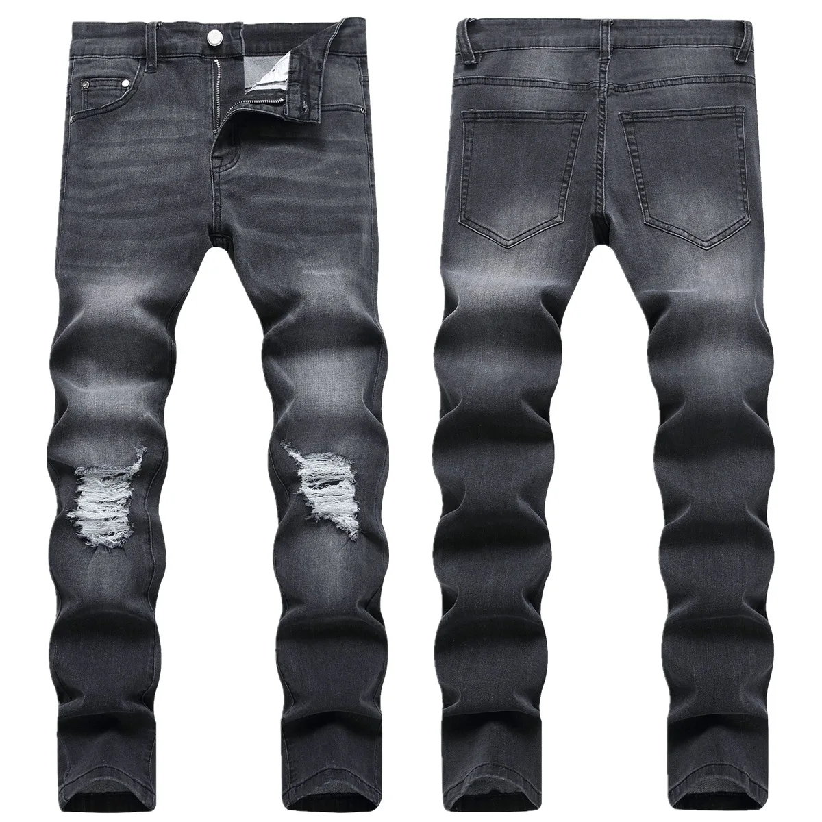 New Men's Jeans High Quality Fashion Simple Broken Hole Split Black Pants Slim Fit Straight Tube Casual Denim Ripped Pants Male
New Men's Jeans High Quality Fashion Simple Broken Hole Split Black Pants Slim Fit Straight Tube Casual Denim Ripped Pants Male
