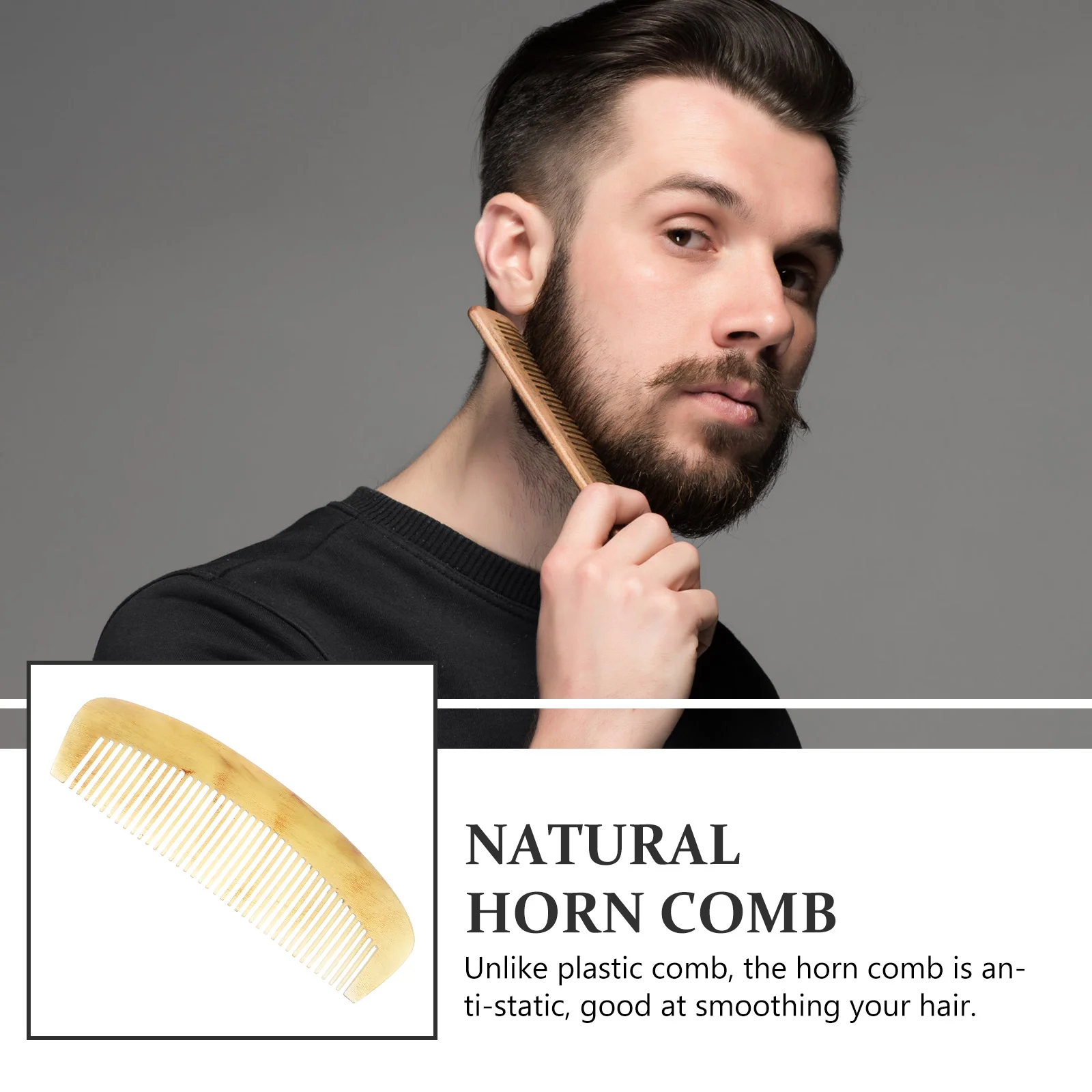 

Natural Horn Comb Anti-static Portable Hair Smoothing Comb Prevent Hair Loss for Traveling