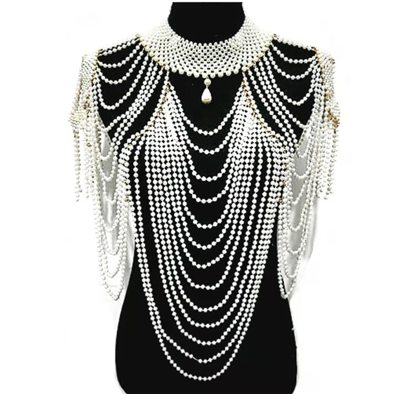 Women Imitation Pearl Body Statement Necklace Teardrop Pendant Beaded Collar Bib Layered Tassel Jewelry Shoulder Chain
Women Imitation Pearl Body Statement Necklace Teardrop Pendant Beaded Collar Bib Layered Tassel Jewelry Shoulder Chain