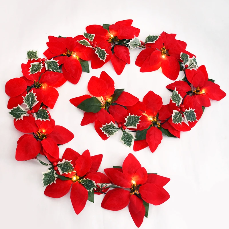 2M 10LED Christmas Poinsettia Flower Garland String Lights Xmas Tree Ornament 2024 Christmas Decoration for Home Navidad Noel
2M 10LED Christmas Poinsettia Flower Garland String Lights Xmas Tree Ornament 2024 Christmas Decoration for Home Navidad Noel