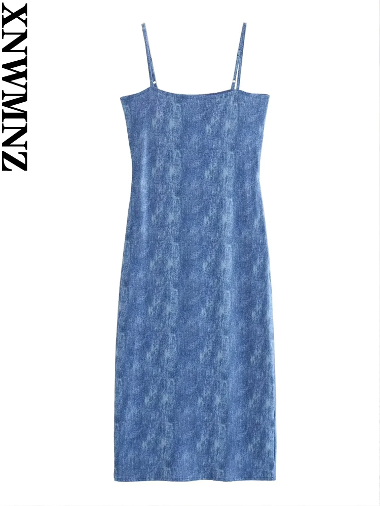 XNWMNZ Women's Fashion 2023 Printed Denim Effect Knitted dress Party Style Straight Neck Thin Straps Slim Female Midi Dresses
XNWMNZ Women's Fashion 2023 Printed Denim Effect Knitted dress Party Style Straight Neck Thin Straps Slim Female Midi Dresses