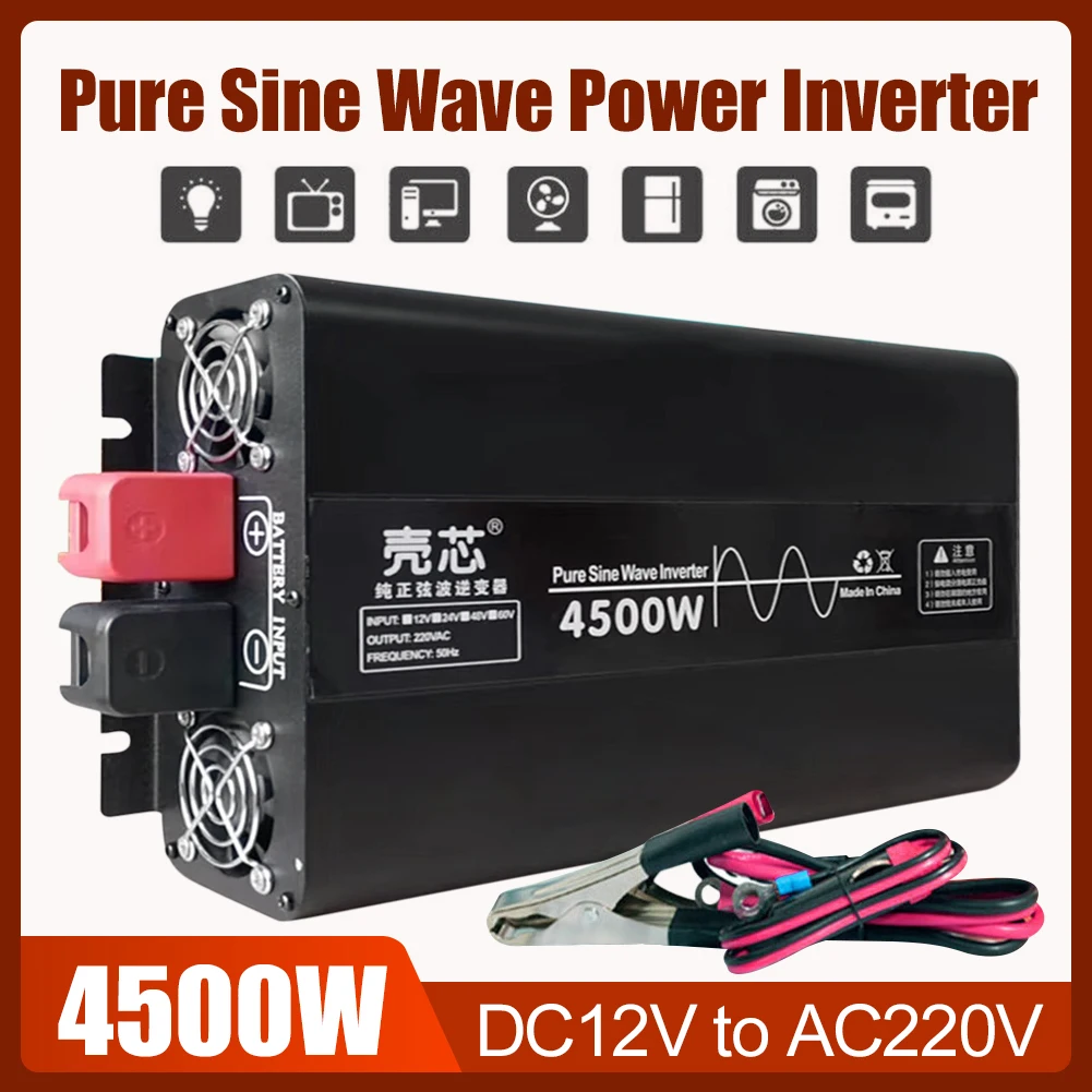 4500W Pure Sine Wave Car Power Inverter DC 12V 24V To AC 220V Socket Power Converter with LED Display for Car Outdoor Home
4500W Pure Sine Wave Car Power Inverter DC 12V 24V To AC 220V Socket Power Converter with LED Display for Car Outdoor Home