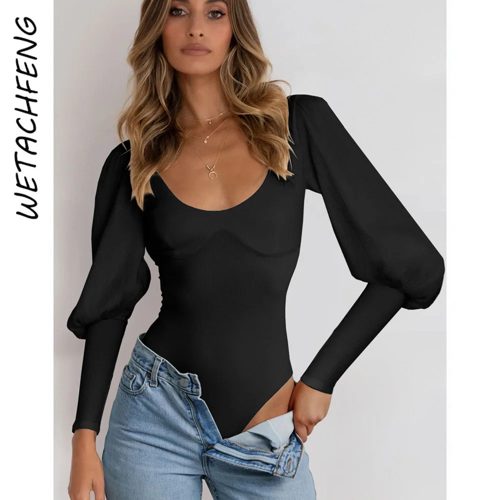 Women's Bodysuits Sexy Black Autumn Lantern Sleeve Backless Skinny Short Rompers One Piece Outfits Leggings Overalls For Lady
Women's Bodysuits Sexy Black Autumn Lantern Sleeve Backless Skinny Short Rompers One Piece Outfits Leggings Overalls For Lady