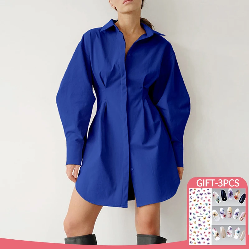 Office Ladies Long Sleeve Pleated Shirt 2022 Autumn Solid Color Long Sleeve Top Lady Business Casual Shirt V Neck Mini Dresss
Office Ladies Long Sleeve Pleated Shirt 2022 Autumn Solid Color Long Sleeve Top Lady Business Casual Shirt V Neck Mini Dresss