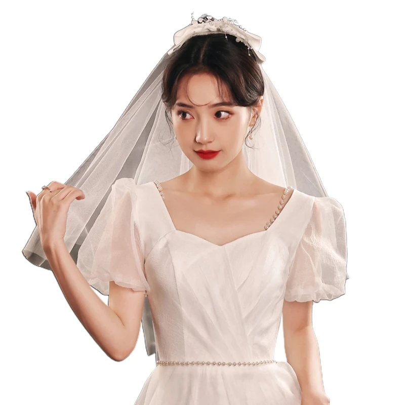 Bridal Veil Tulle Headwear Multi-Layer Cut Edge with Ribbon Bow Decoration Illusion Short Veils for Bride & Bridesmaid
Bridal Veil Tulle Headwear Multi-Layer Cut Edge with Ribbon Bow Decoration Illusion Short Veils for Bride & Bridesmaid