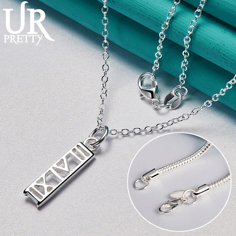 URPRETTY 925 Sterling Silver Roman Numerals Pendant Necklace 16/18/20/22/24/26/28/30 Inch Chain For Woman Wedding Jewelry
URPRETTY 925 Sterling Silver Roman Numerals Pendant Necklace 16/18/20/22/24/26/28/30 Inch Chain For Woman Wedding Jewelry