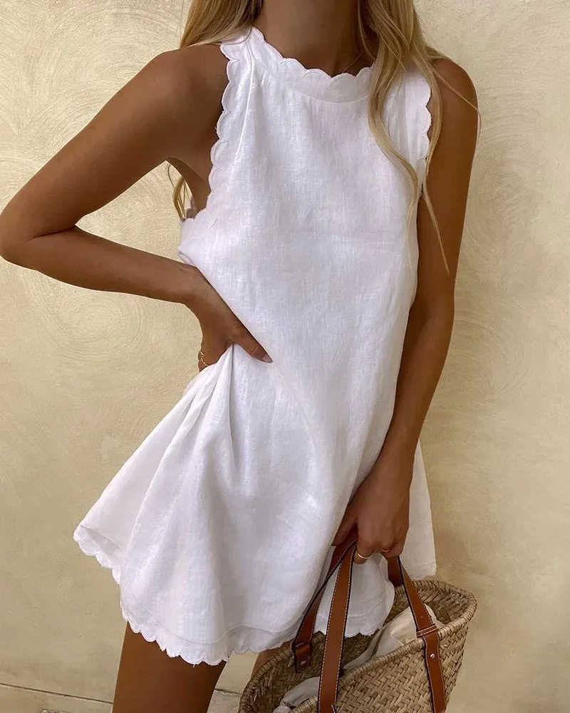 Factory Wholesale Customization Scallop Trim Sleeveless Casual Tank Dress Women's Summer Dress Summer Dresses 2022 Midi Clothing
Factory Wholesale Customization Scallop Trim Sleeveless Casual Tank Dress Women's Summer Dress Summer Dresses 2022 Midi Clothing