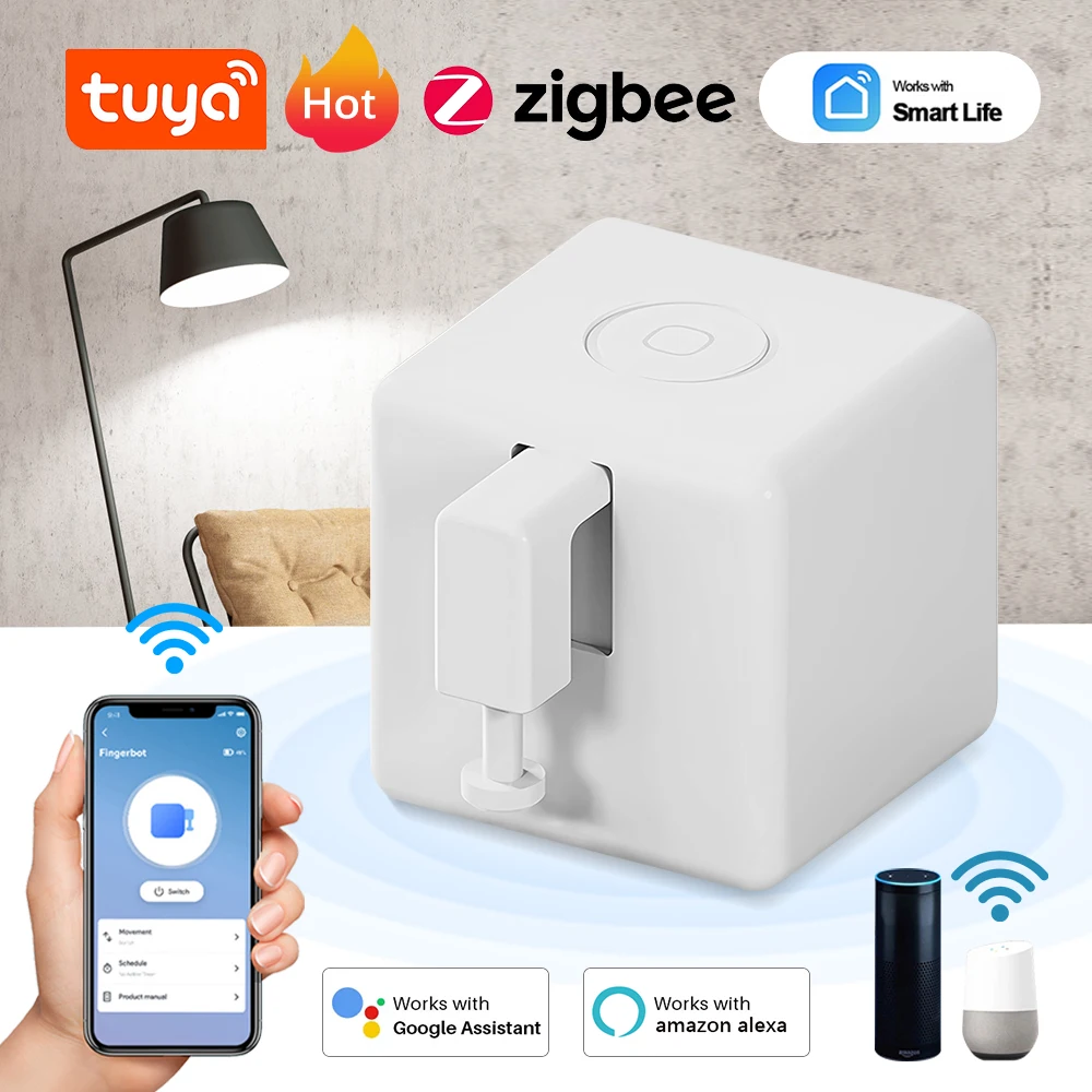 

Tuya Zigbee Fingerbot Plus Smart Fingerbot Switch Button Pusher Smart Life Timer Voice Control Works with Alexa Google Assistant